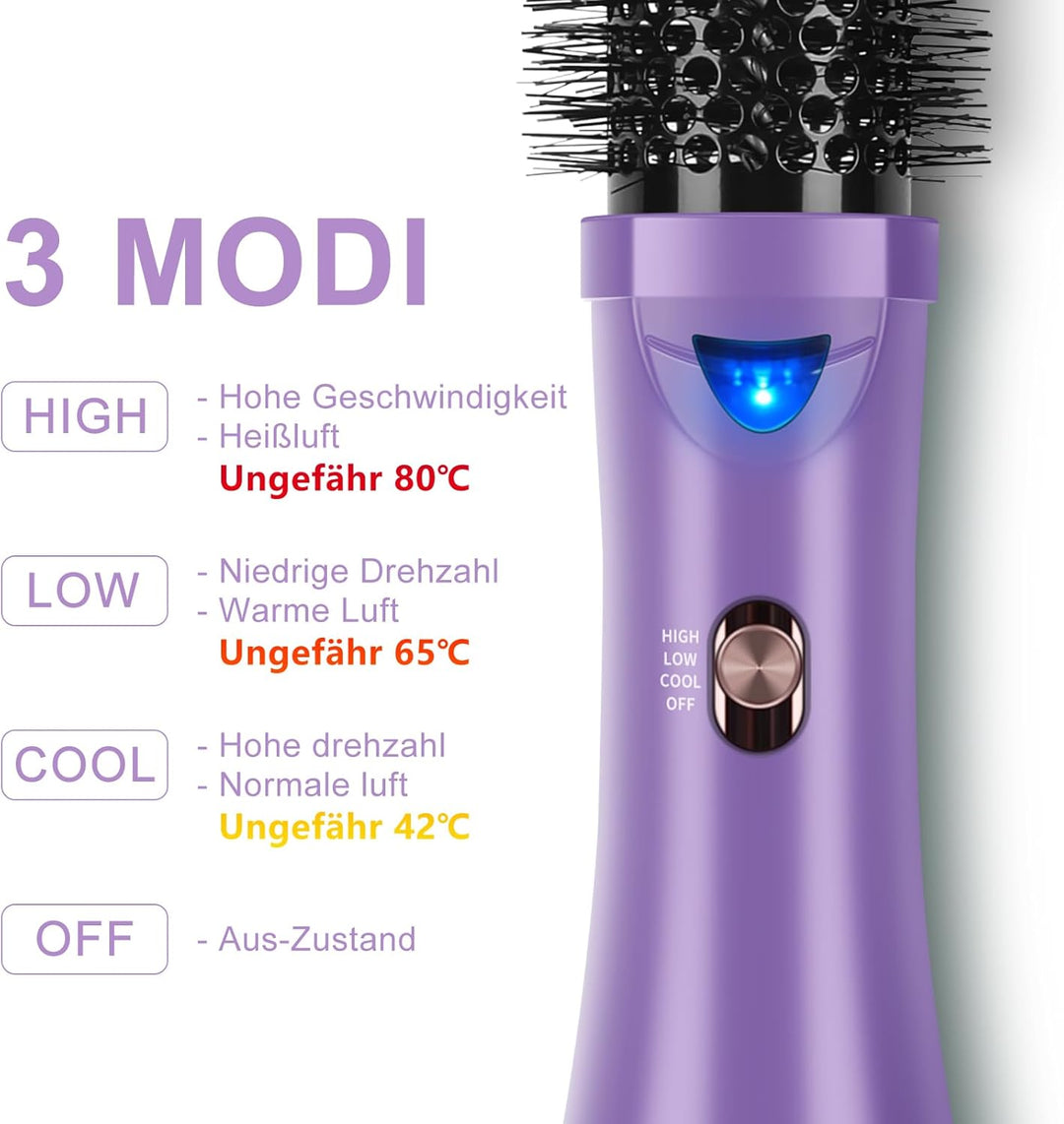 One-Step Warmluftbürste Föhnbürste, PARWIN PRO BEAUTY Rundbürstenföhn, 4 in 1 Rund Haartrockner lock