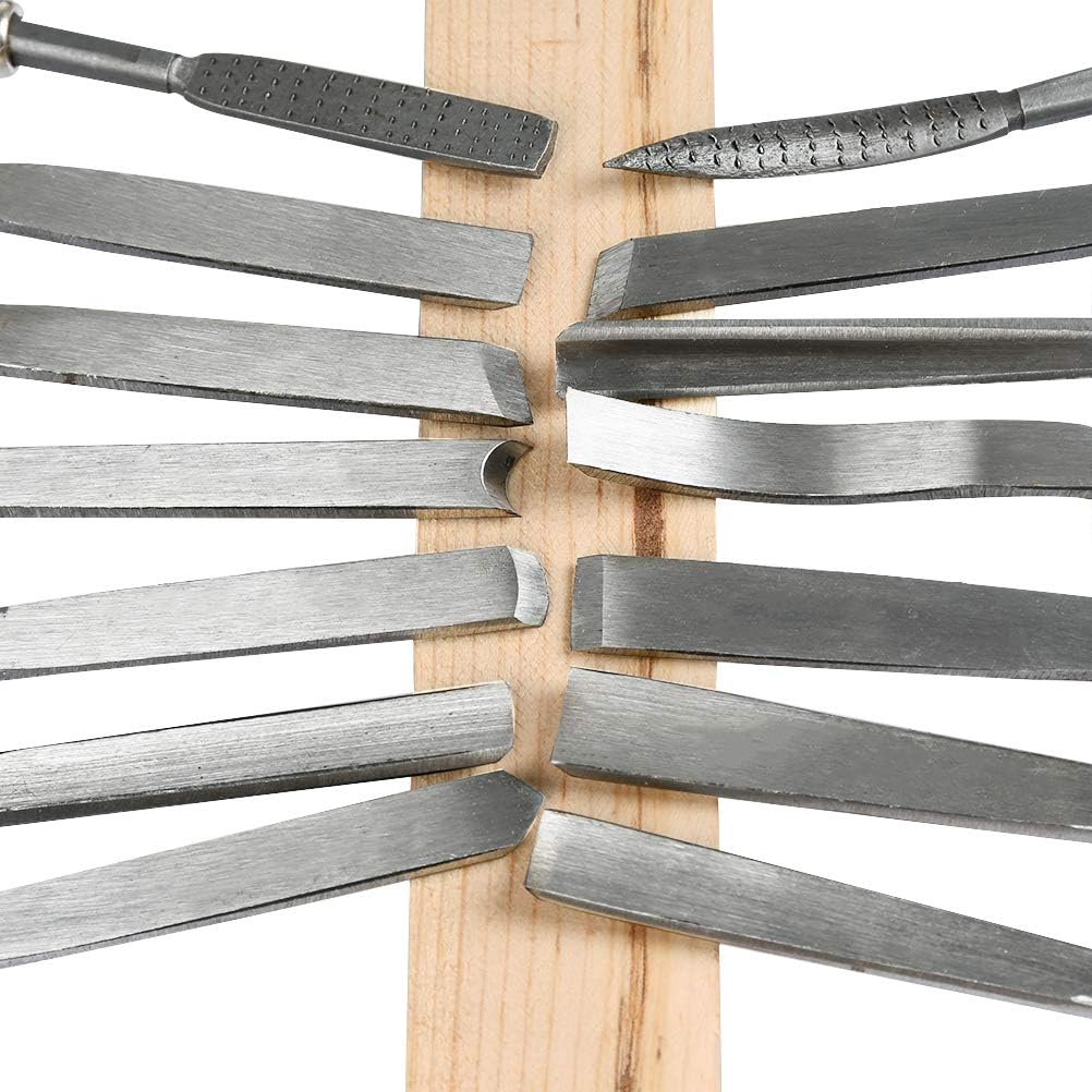 TIMESETL 14Stück Hohlbeitel Stechbeitel Meissel Set, Stechbeitelsatz Holzschnitzerei Hand Meissel We