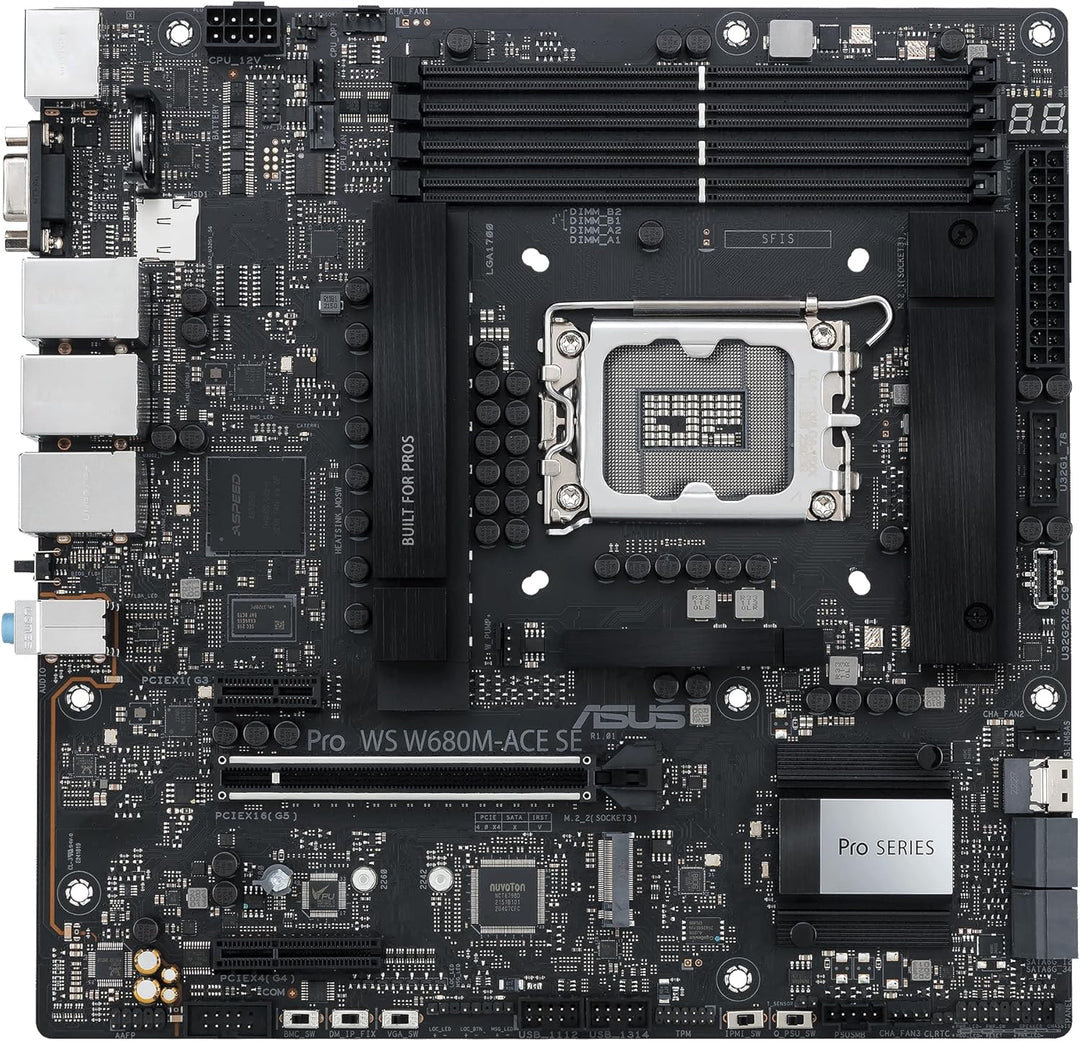 ASUS Pro WS W680M-ACE SE Intel LGA 1700 mATX BMC AST2600 Workstation Motherboard, PCIe 5.0x16, DDR5,