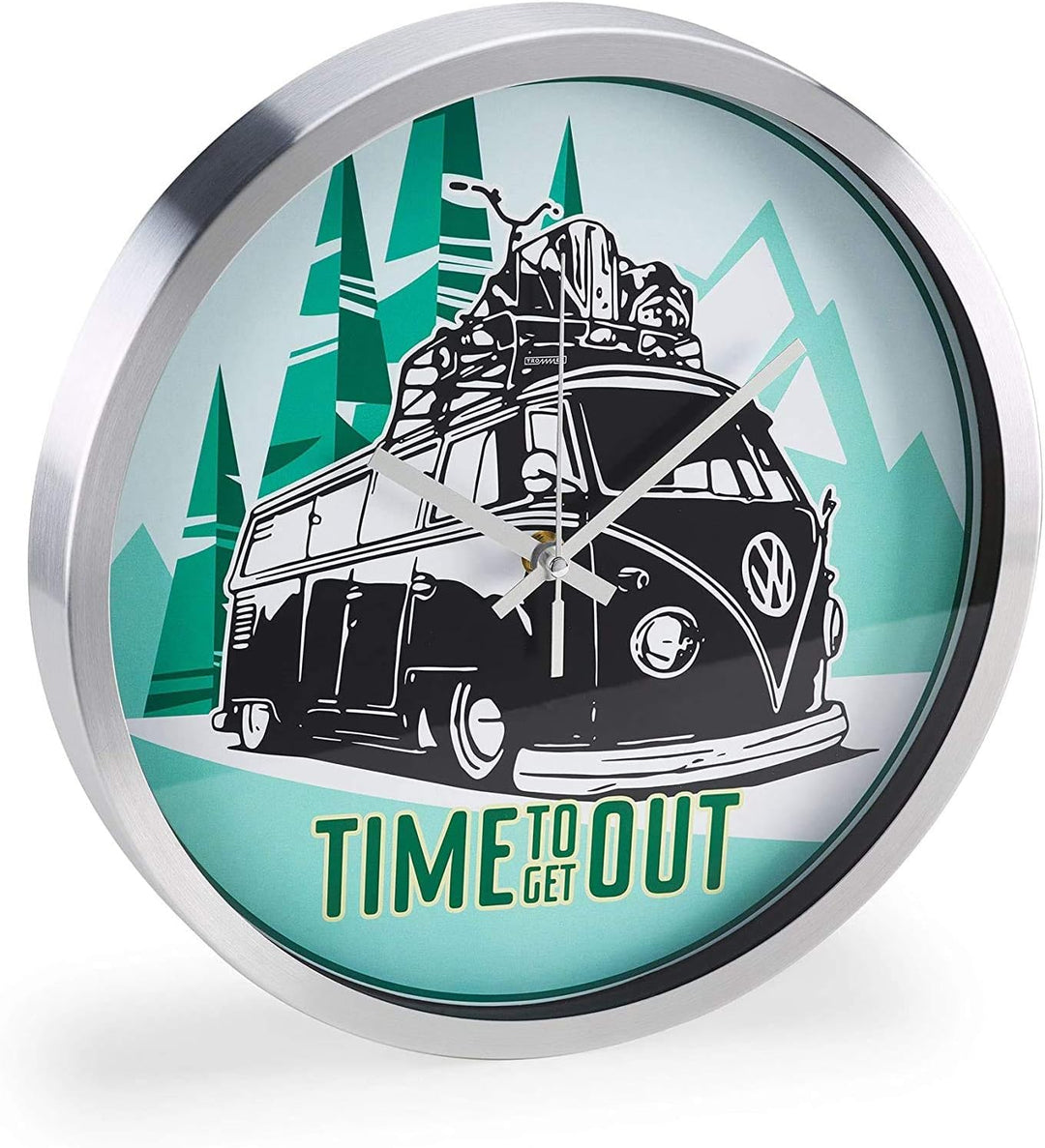 Volkswagen 1H2050810 Wanduhr VW T1 Bulli Bus Uhr Time to get Out Retro 30cm