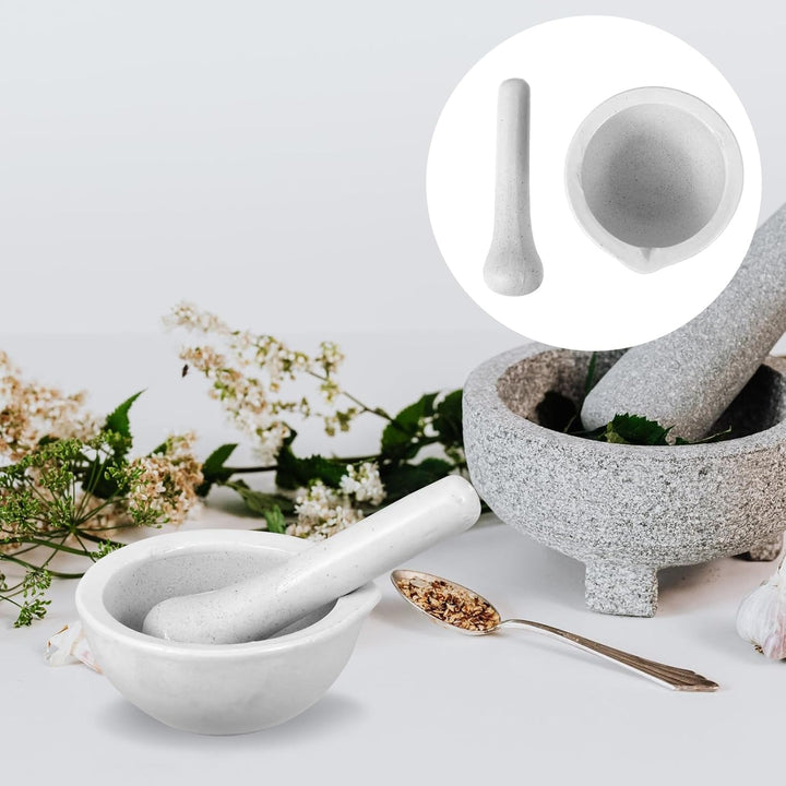 VILLCASE 2 Sets/4 Stück kleiner Porzellanmörser Stössel Set Keramik Kleine Kräuterschale Pesto Pulve