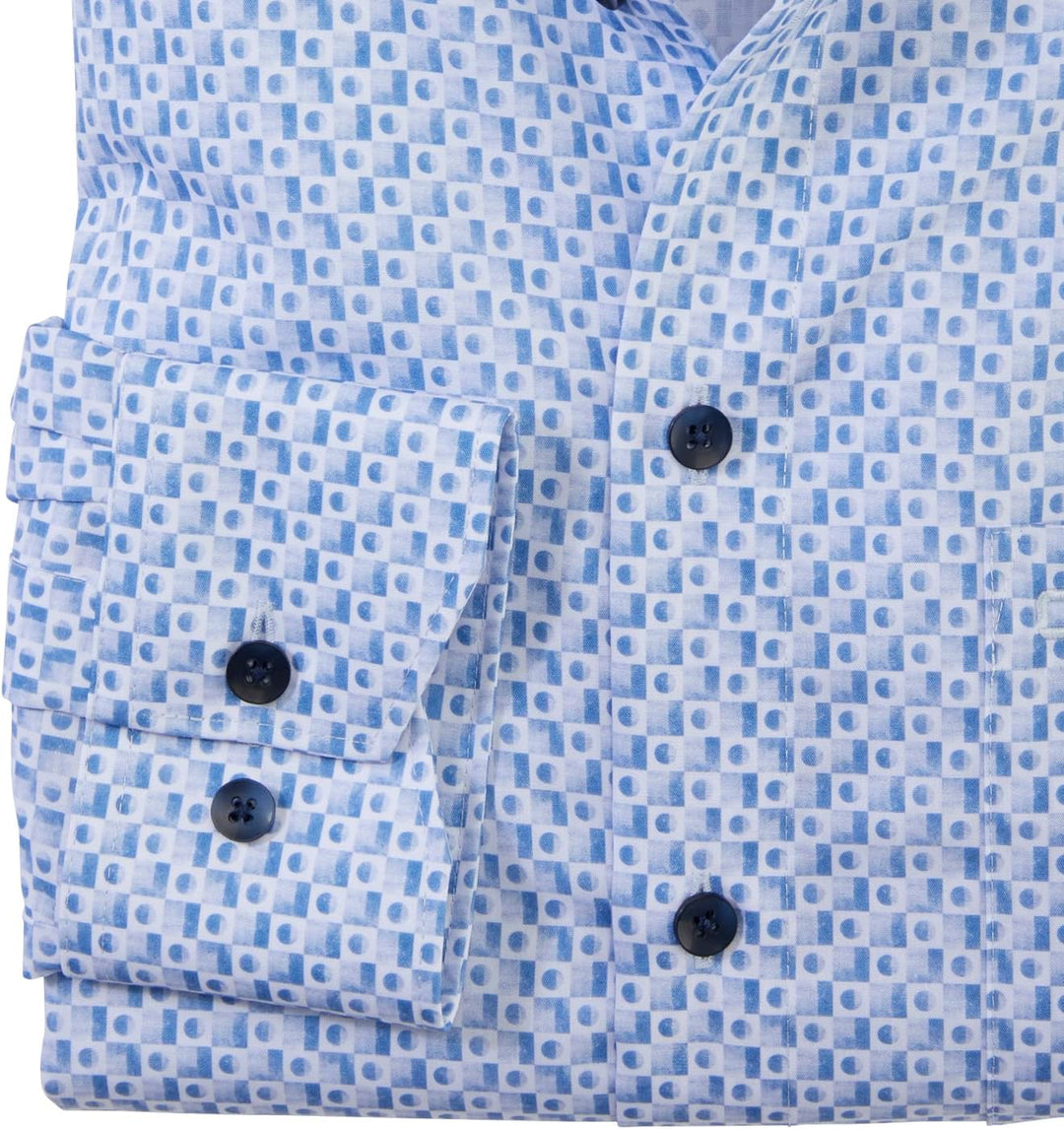 OLYMP Herren Businesshemd Langarm Luxor,Digitaldruck,modern fit,Global Kent 40 Bleu 11, 40 Bleu 11