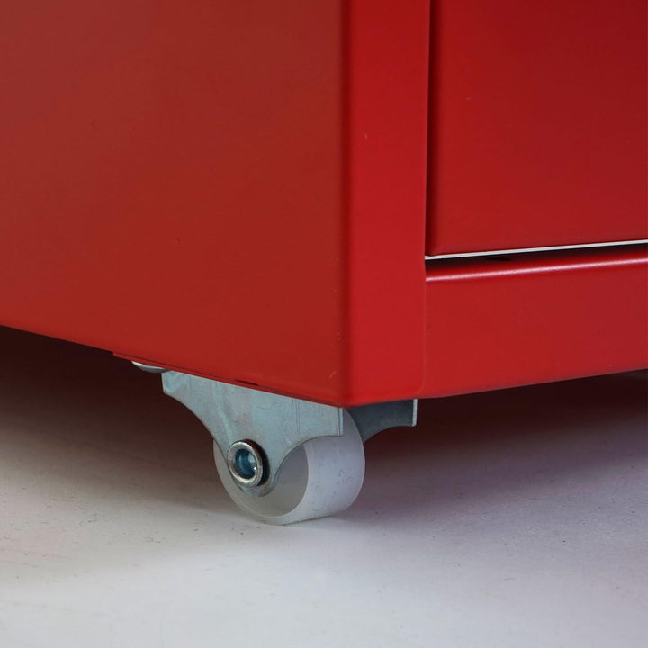 Mendler Rollcontainer Boston T851, Schubladenschrank Stahlschrank, 69x28x41cm 5 Schubladen - rot, Ro