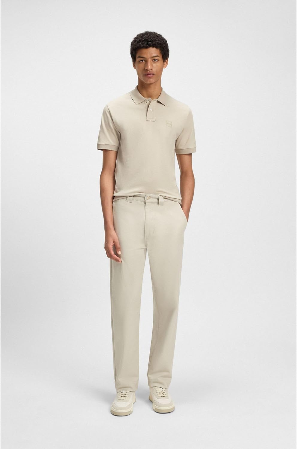 BOSS Herren Passenger Slim-Fit Poloshirt aus Stretch-Baumwolle mit Logo-Aufnäher M Light Beige271, M