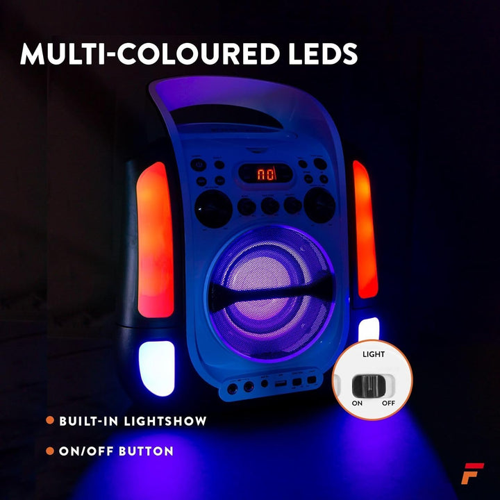 Fenton SBS30W - Karaoke Anlage mit 2 Mikrofonen, Karaoke Maschine mit Bluetooth, CD Plus G-Player, U
