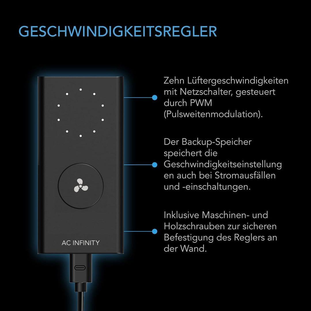 AC Infinity CLOUDLINE H4 – Leises Inline-Lüftersystem 100 mm mit Drehzahlregler, IP65-feuchtigkeitsg