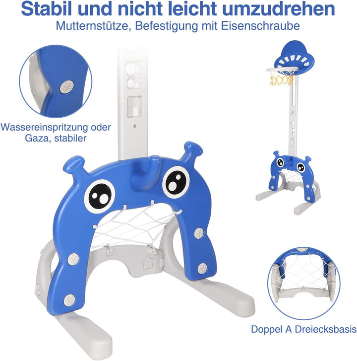 Ansobea Kinder Basketballkorb Set - 4 in 1,Basketballkorb fĂŒr Kinder,höhenverstellbarer,Fussballtor