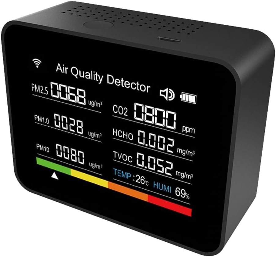 13 In 1 Luftqualität Monitor CO2 Meter Temperatur & Luftfeuchtigkeit Tester TVOC PM2.5 Schwarz, Schw
