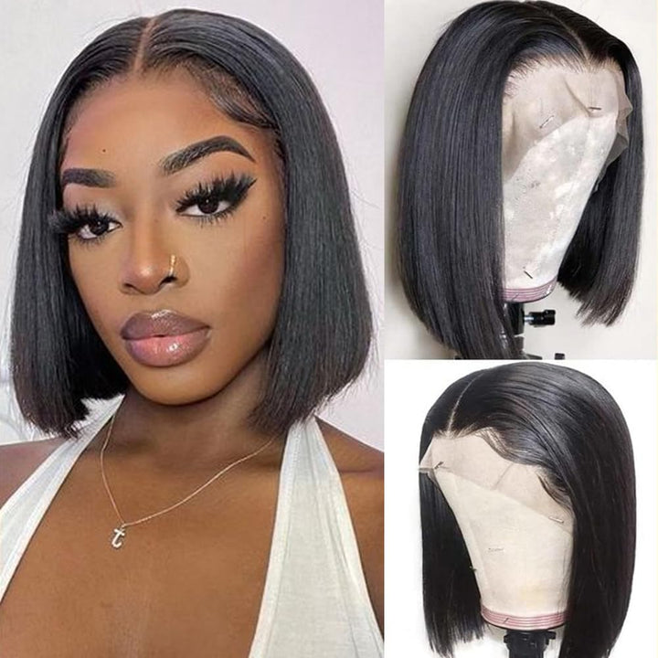 13x4 Lace Frontal Perücke Natürliche Frau Brasilianische Straight Lace Wig 8 Zoll Jungfräuliches Men