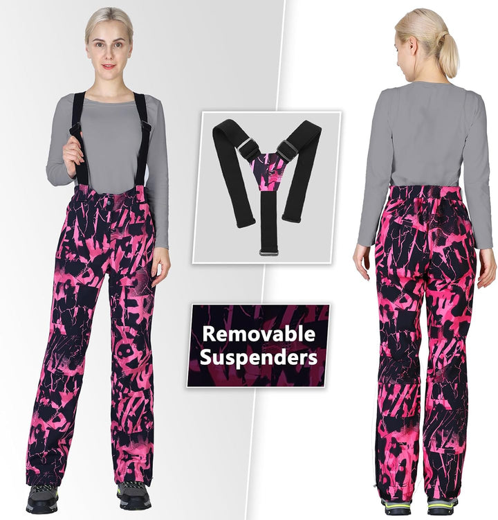 33,000ft Damen Skihose Hosenträgerhose Outdoorhose Wasserdicht Winddichte Softshellhose Warme Gefütt