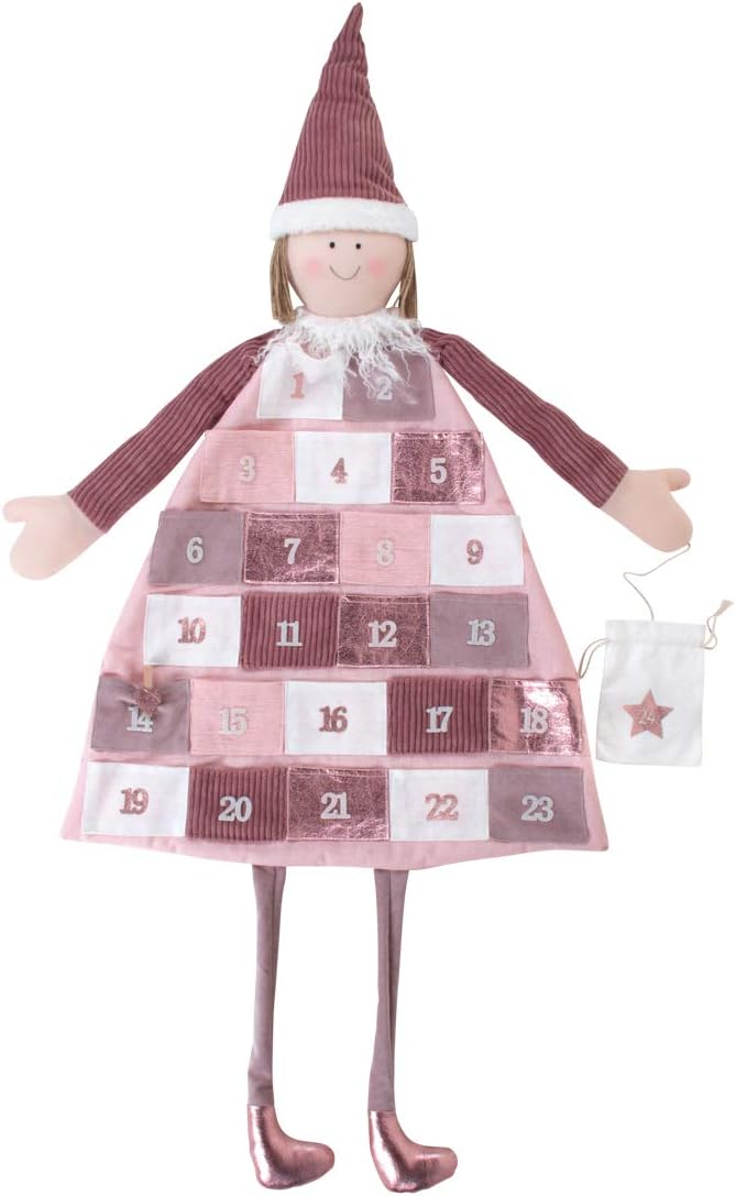 Rayher 46455258 Adventskalender zum Befüllen, Stoff, rosé, 118 x 53 cm, Adventskalender Kinder, Adve