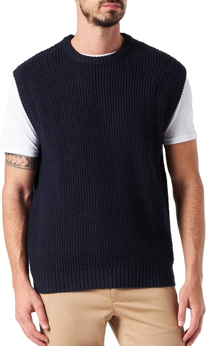 JACK & JONES Herren Dicker Grobstrick Pullunder | Rundhals Sweater ohne Ärmel | Warmer Pullover JJEN