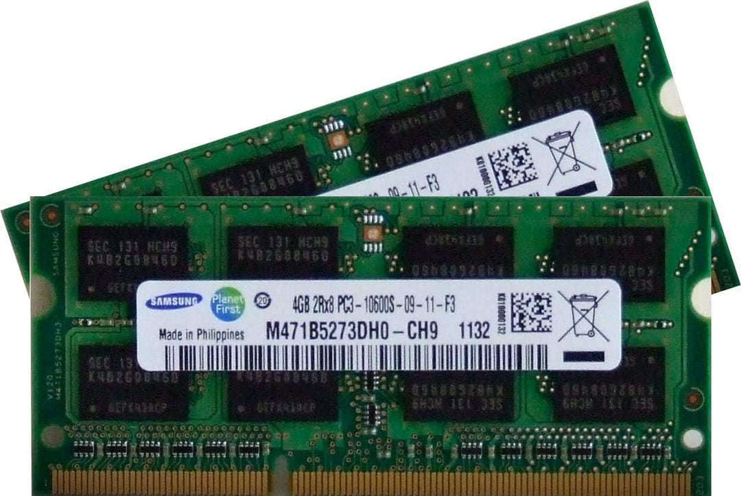 8GB Dual Channel Kit 2x 4 GB SAMSUNG Original 204 pin DDR3-1333 PC3-10600 CL9 SO-DIMM für aktuelle D