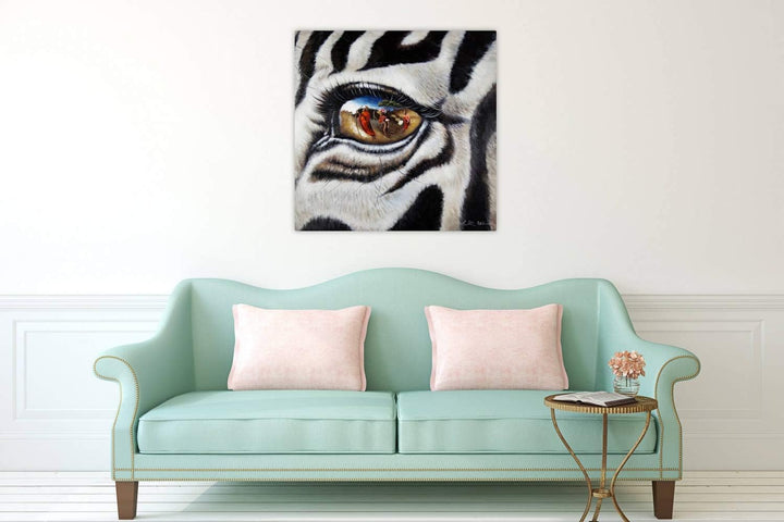 KunstLoft Leinwandbild | 100% HANDGEMALT | 80x80cm | Gemälde 'Stilles Gewissen' | Zebra | Schwarz We