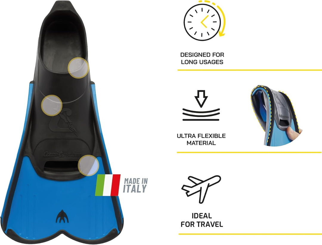 Cressi Light Fins-Kurze Flossen Zum Schnorcheln Schwimmen, Wassertraining, Verfügbar für 31/32 Blau/