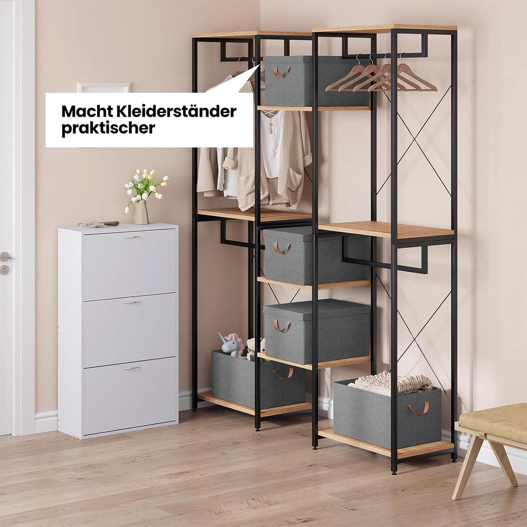 WOLTU Aufbewahrungsboxen 5er Set, Box mit Deckel Griffen, Aufbewahrungskorb faltbar, Stoffbox, Organ