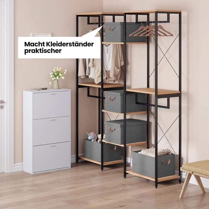 WOLTU Aufbewahrungsboxen 5er Set, Box mit Deckel Griffen, Aufbewahrungskorb faltbar, Stoffbox, Organ