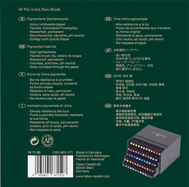 Faber-Castell 167150 PITT Künstlerstift Studiobox 60x Marker 60 stück (1er Pack) Single, 60 stück (1