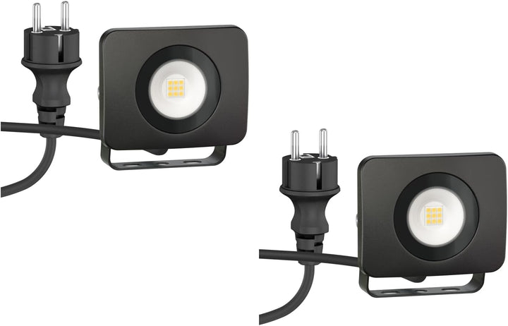 ledscom.de LED Gartenstrahler WEGA, Outdoor, IP44, Stecker, schwarz, 10 W, 935lm, warmweiss, 2 Stk.