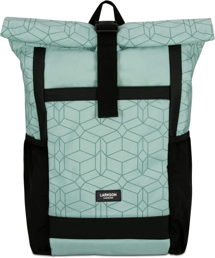 LARK STREET Rolltop Rucksack Damen Gross Mint - No 2 - Daypack für Schule, Uni, Fahrrad - 15,6 Lapto