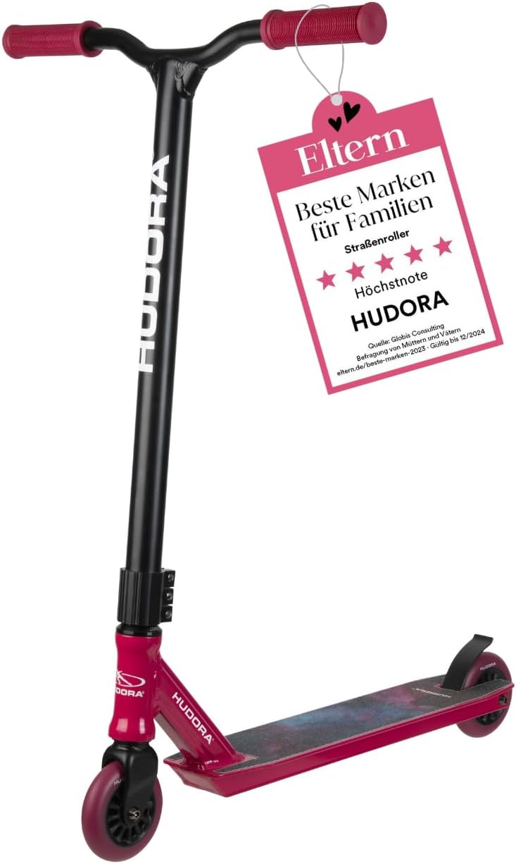 HUDORA Stunt Scooter XQ-13.1, Berry, robuster Stuntroller für Tricks
