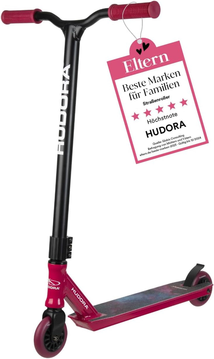 HUDORA Stunt Scooter XQ-13.1, Berry, robuster Stuntroller für Tricks