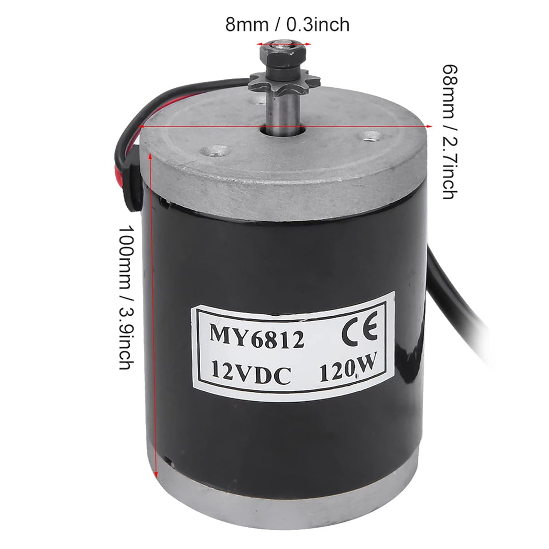 Nimomo Fahrrad-Bürstenmotor, 12 V, 120 W, Hochgeschwindigkeitsmotor mit Riemenscheibe, MY6812, Elekt