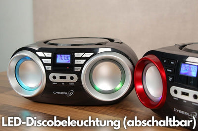 Tragbarer CD-Player | LED-Discolichter | Boombox | CD/CD-R | USB | FM Radio | AUX-In | Kopfhöreransc