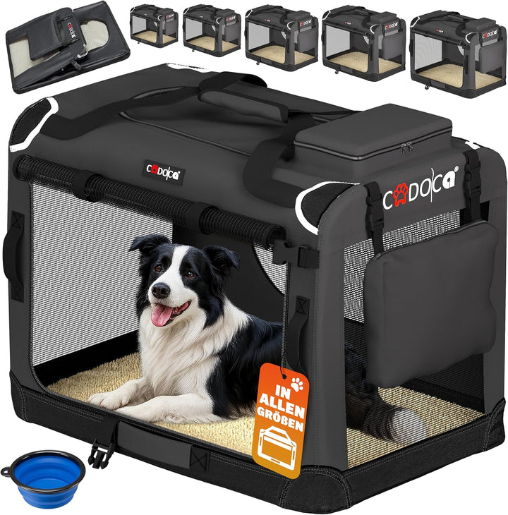 CADOCA® Hundebox faltbar Transportbox XL 82x56x58cm robust atmungsaktiv Transporttasche Auto Rückban