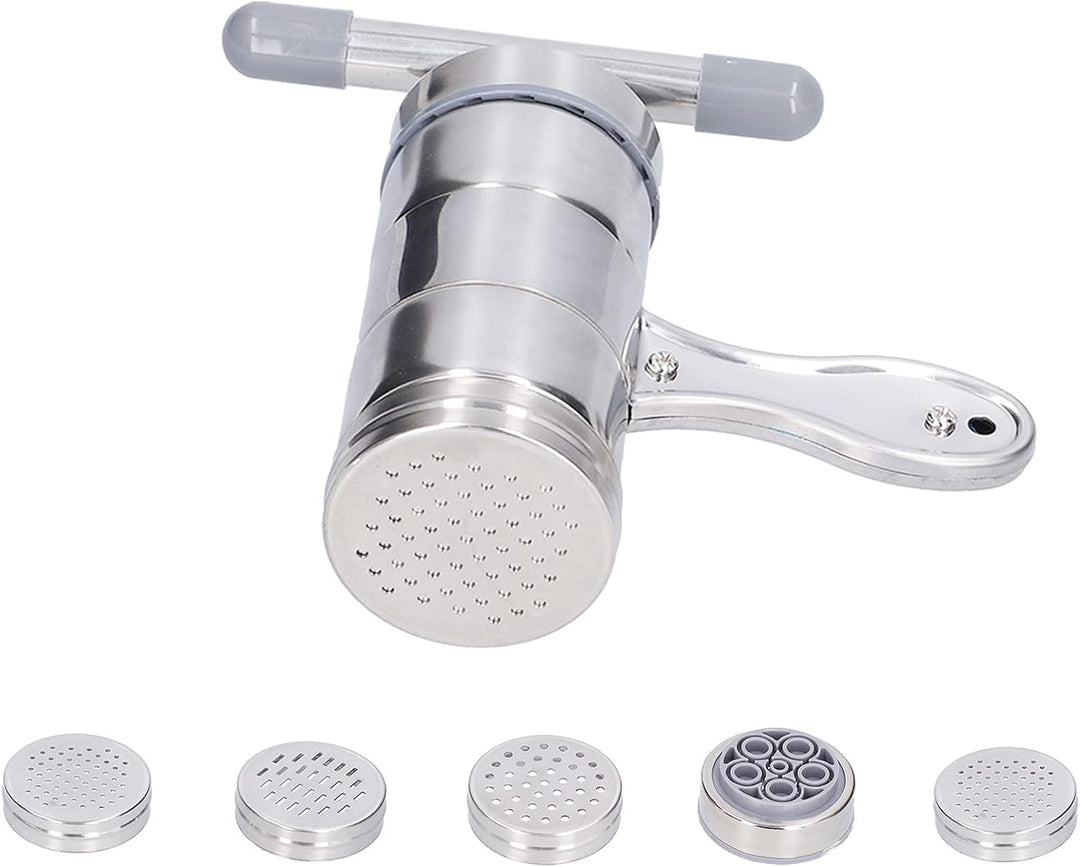 Goshyda Haushalt Nudelpresse Maschine, Edelstahl Manueller Pasta Maker Roller Cutter mit 5 Nudelform