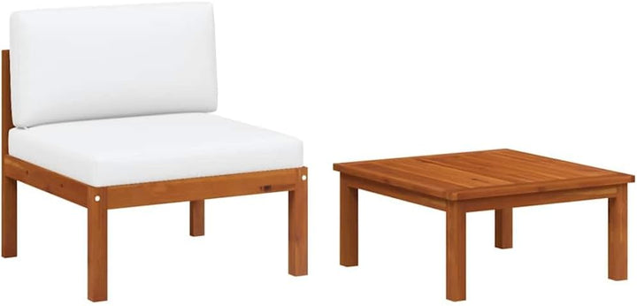 vidaXL Akazienholz Massiv Gartenmöbel 2-TLG. mit Auflagen Sofa Lounge Sitzgruppe Tisch Gartensofa Mi