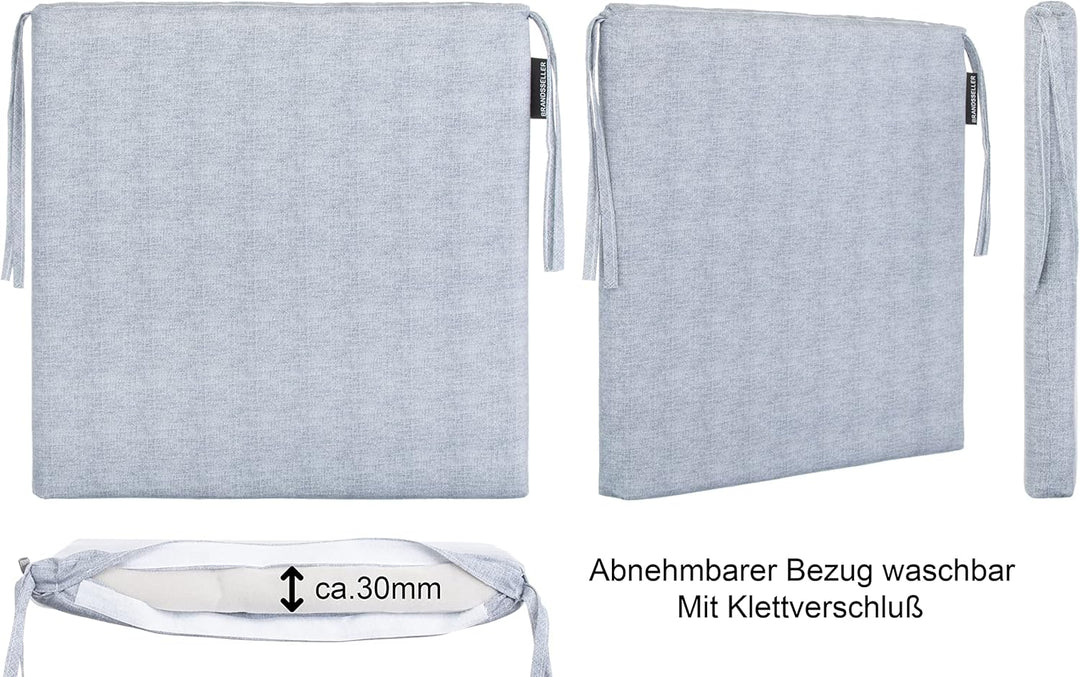 Brandsseller Sitzkissen 4er-Set ca. 40x40 cm mit Klettverschluss Stuhlauflage Sitzauflage 4 Kordelbä