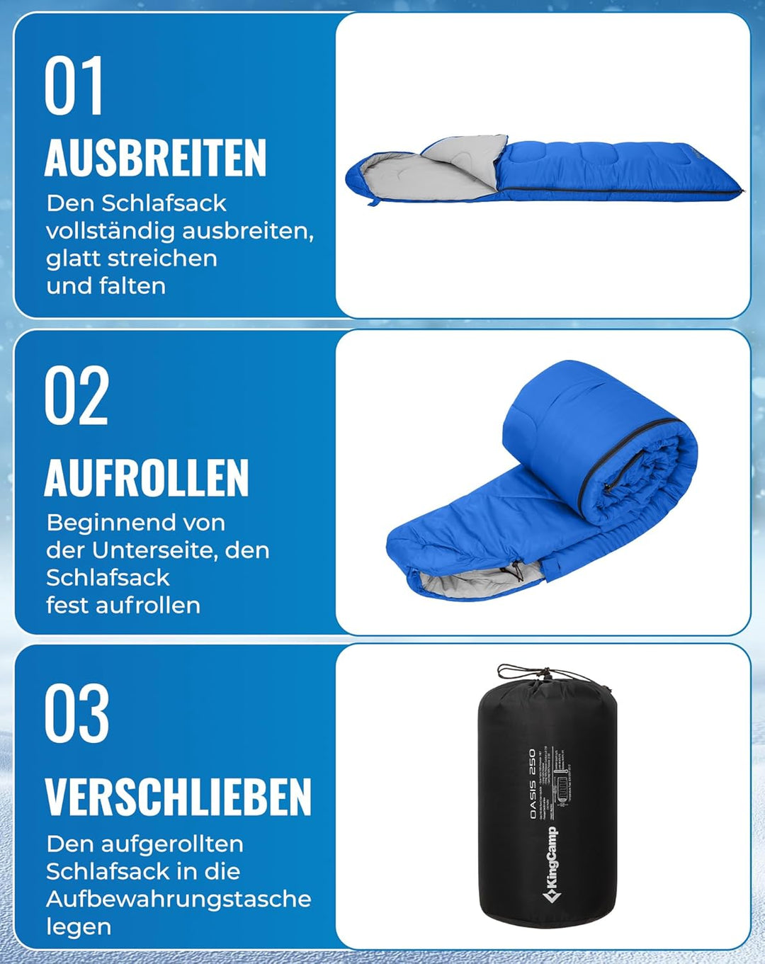 KingCamp Schlafsack Deckenschlafsack Camping Outdoor 3-4 Jahreszeiten für Erwachsene Kinder Ultralei