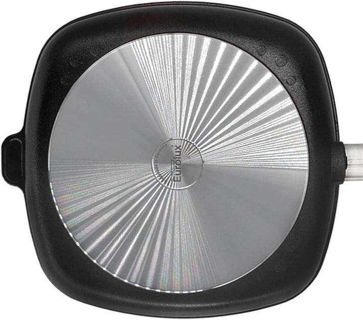 Eurolux Grillpfanne Set & Deckel 28x28 cm - grosse flache quadratische Guss-Pfanne mit Beschichtung