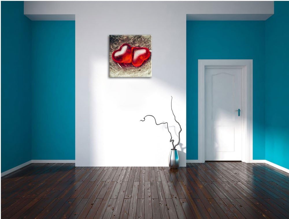 Pixxprint Zwei Herzen, Format: 70x70 auf Leinwand, XXL riesige Bilder fertig gerahmt mit Keilrahmen,