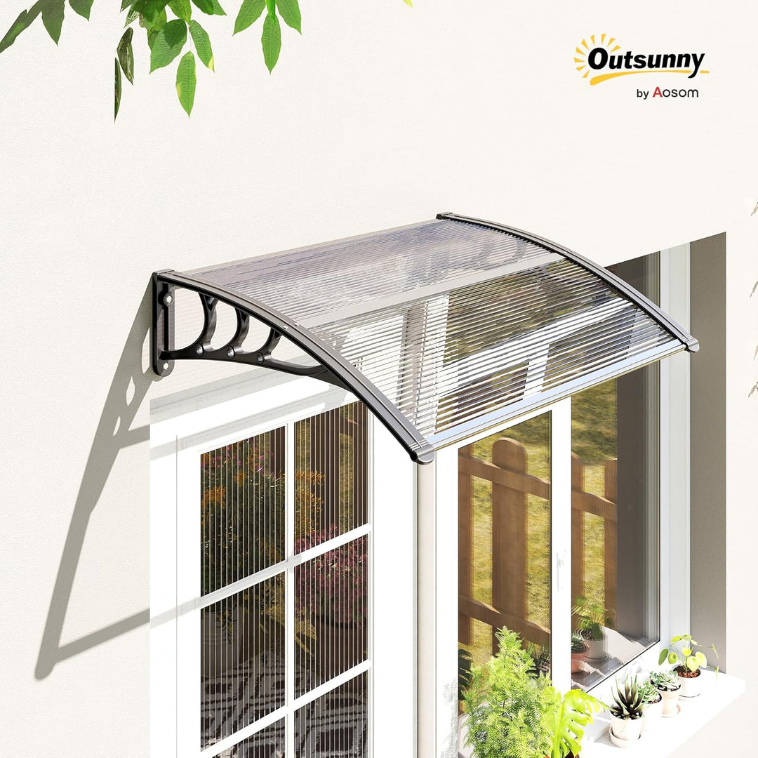 Outsunny Vordach Haustürvordach 100 x 75 cm Pultvordach Überdachung Polycarbonat Transparent Transpa
