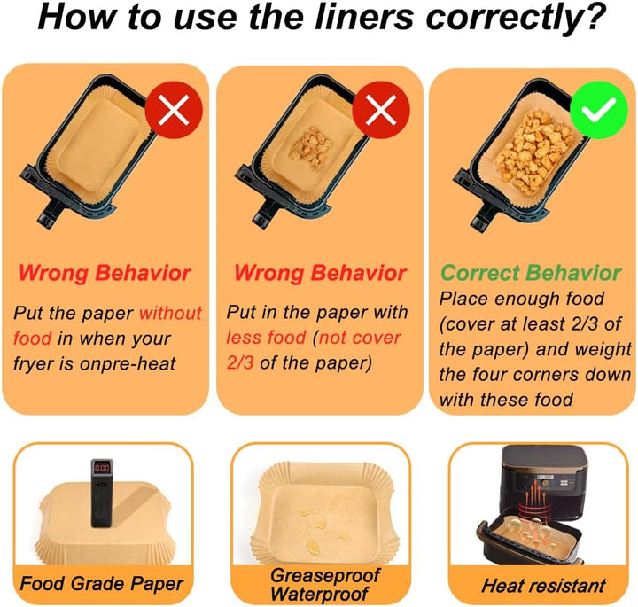 BYKITCHEN 150pcs Airfryer Backpapier für Ninja Flex Drawer Dual Zone AF500EU 10,4L Heissluftfritteus