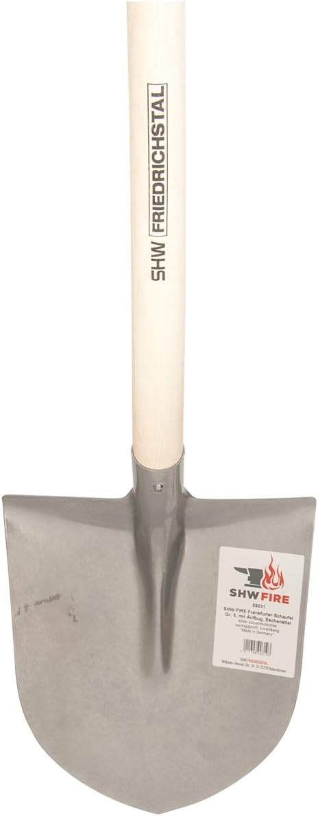 SHW FIRE 59146 Set Frankfurter Schaufel mit Aufbug Silber mit Stiel 130cm + Gärtnerspaten Spaten Tri
