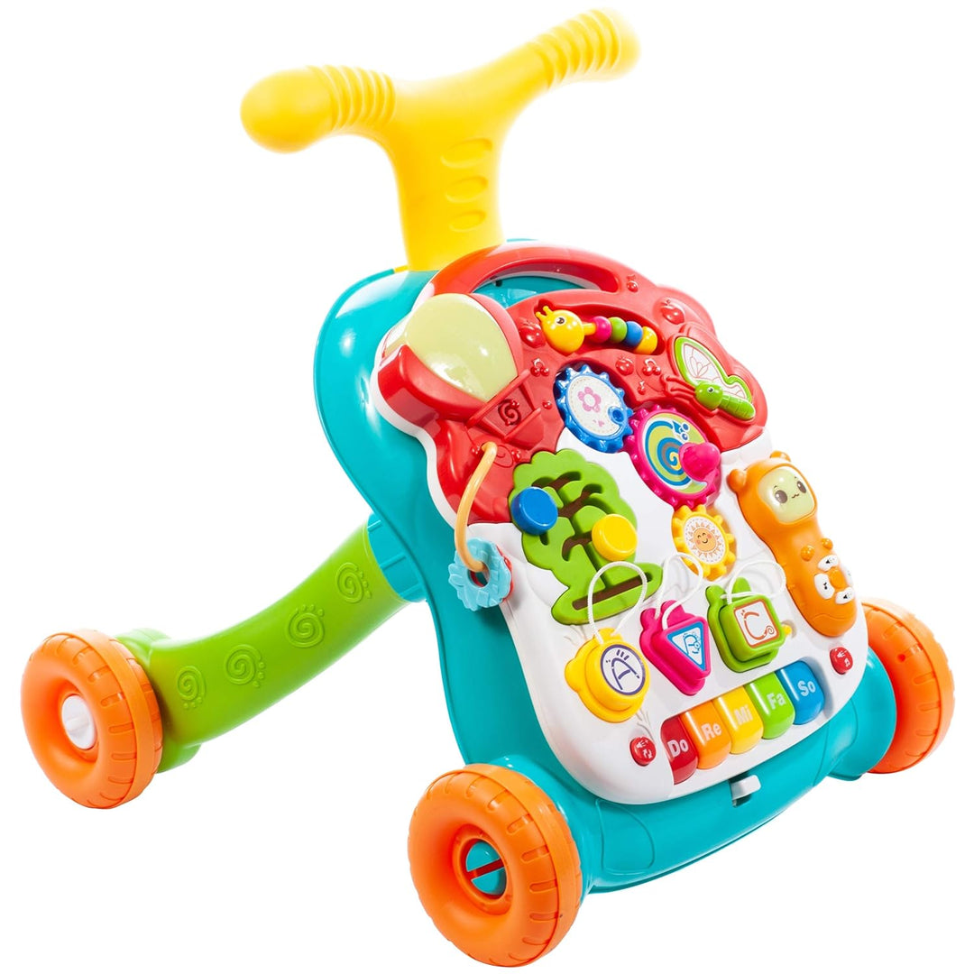 MalPlay Laufwagen Bunt mit Spieltisch und Baby Piano Lauflernwagen Lauflernhilfe Gehhilfe Musik für