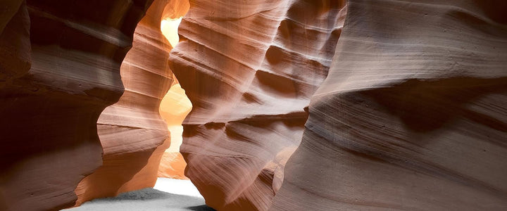 Glasbild Panorama | Wandbild aus Echtglas | Durchgang im Antelope Canyon | 100x40 cm | inkl. Aufhäng