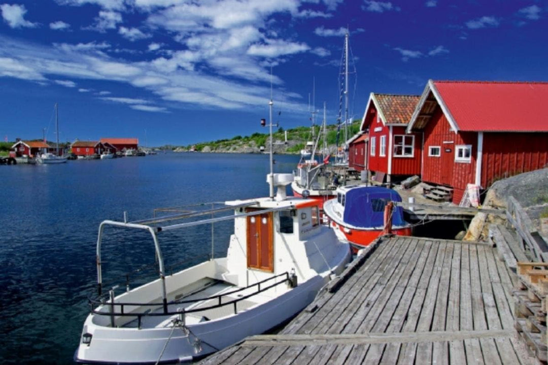 Premium Textil-Leinwand 45 x 30 cm Quer-Format Schweden: Kleiner Hafen an der Westküste | Wandbild,