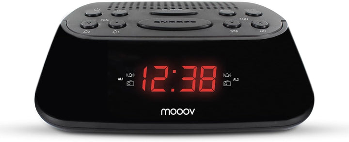 Metronic 477003 Uhrenradio - Radiowecker Schlummerfunktion - Sleeptimer Roter Zeitanzeige - Schwarz,