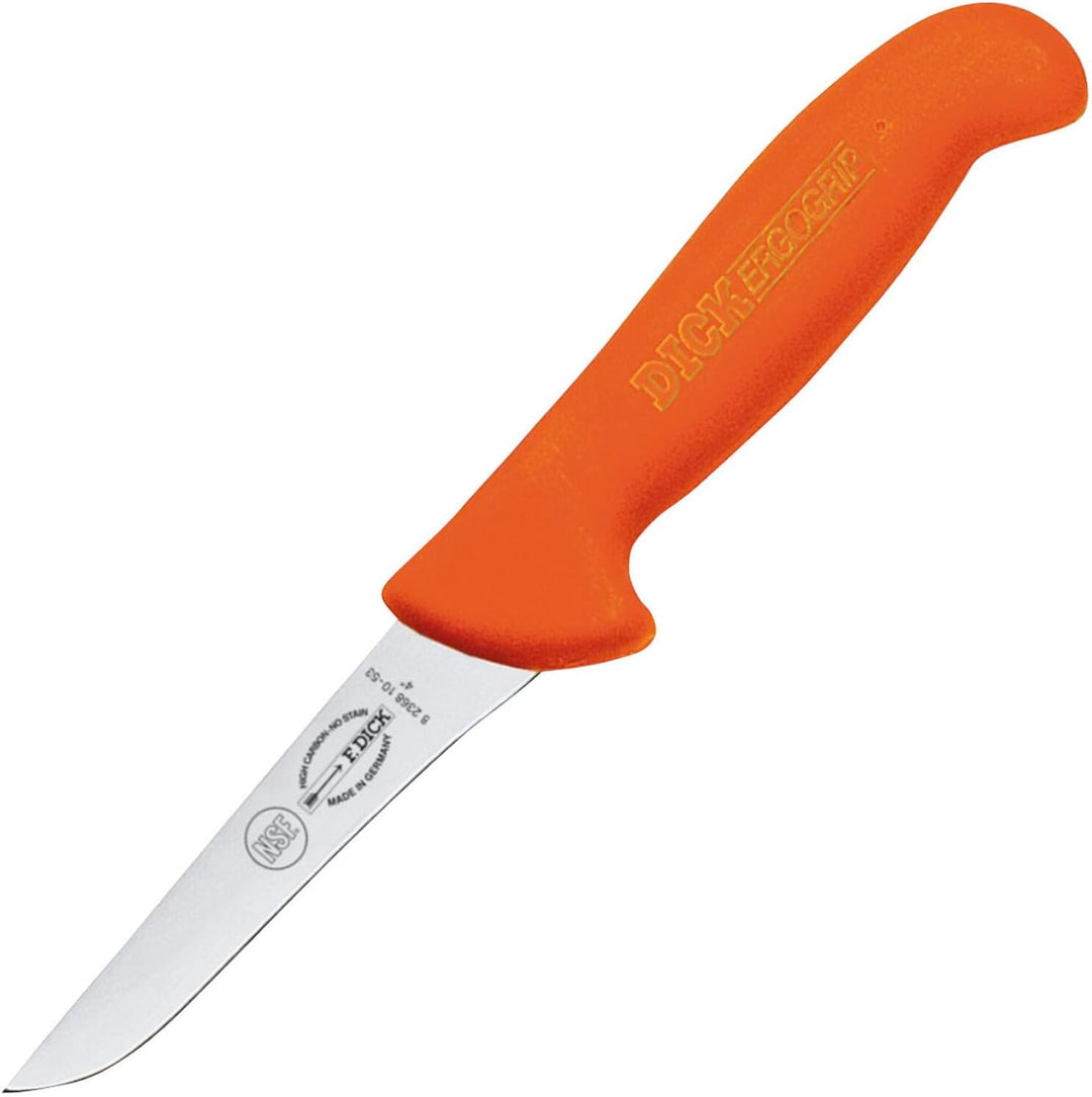 Dick kleines Ausbeinmesser 10 cm orangefarbener Griff & steife Messerklinge