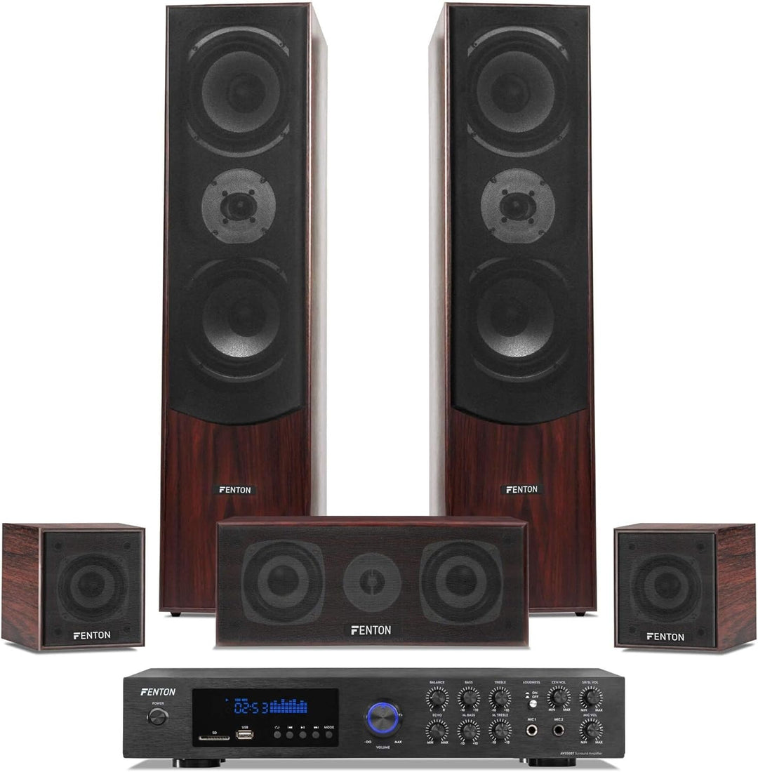 Fenton Home Cinema Surround Set met o.a. Bluetooth - 510W - Walnoot