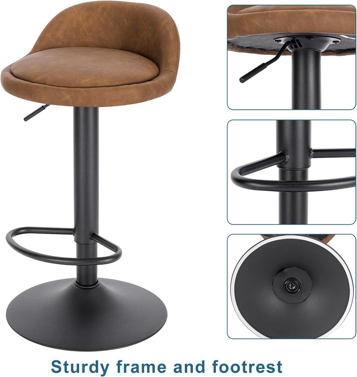 EUGAD Barhocker 2er Set 360° Drehstuhl Barstuhl mit Rückenlehne Fussstütze 120kg belastbar höhenvers