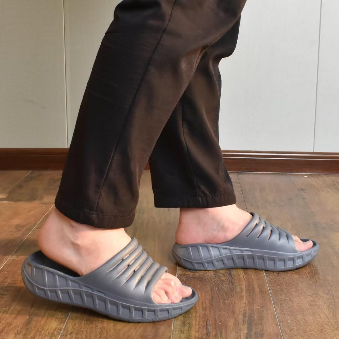 KuaiLu Recovery Sandalen Herren Bequeme Plantarfasziitis Schlappen Orthopädische Offene Zehen Männer