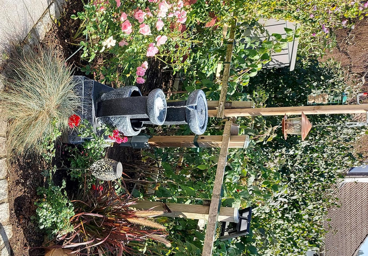 Solarspringbrunnen Solarbrunnen Cascade Garten Brunnen Kaskade Komplettset für Garten und Terrasse T