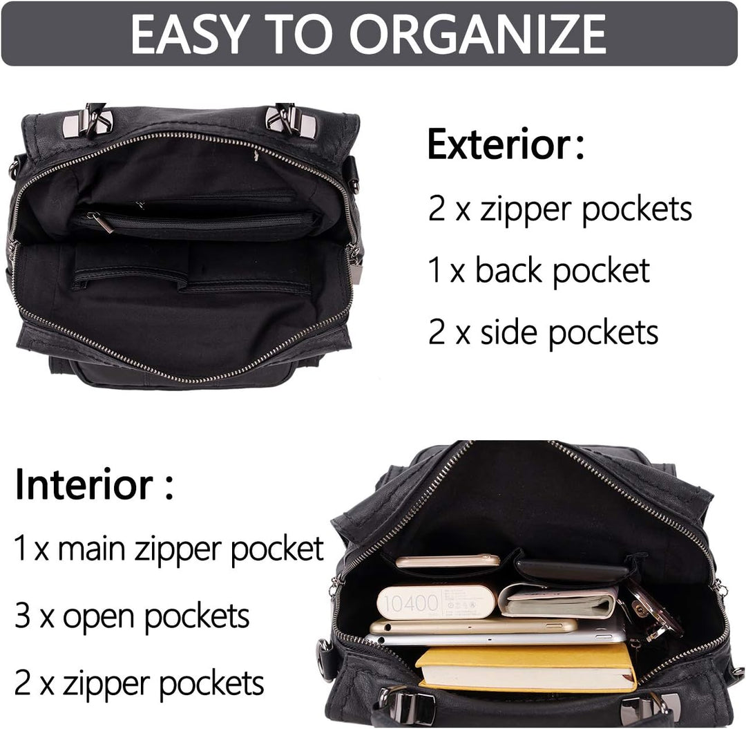 RAVUO Damen Rucksack,PU Leder Rucksack Mode Rucksäcke Rucksackhandtaschen Schulrucksäcke Reise Daypa