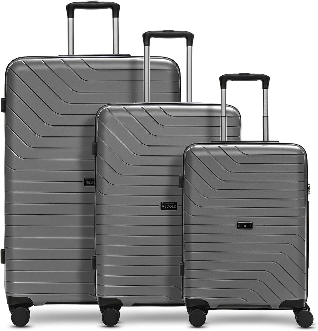 REDOLZ Hartschalen Koffer-Set 3-teilig | aus hochwertigem, leichtem Polypropylen Material | 4 Doppel