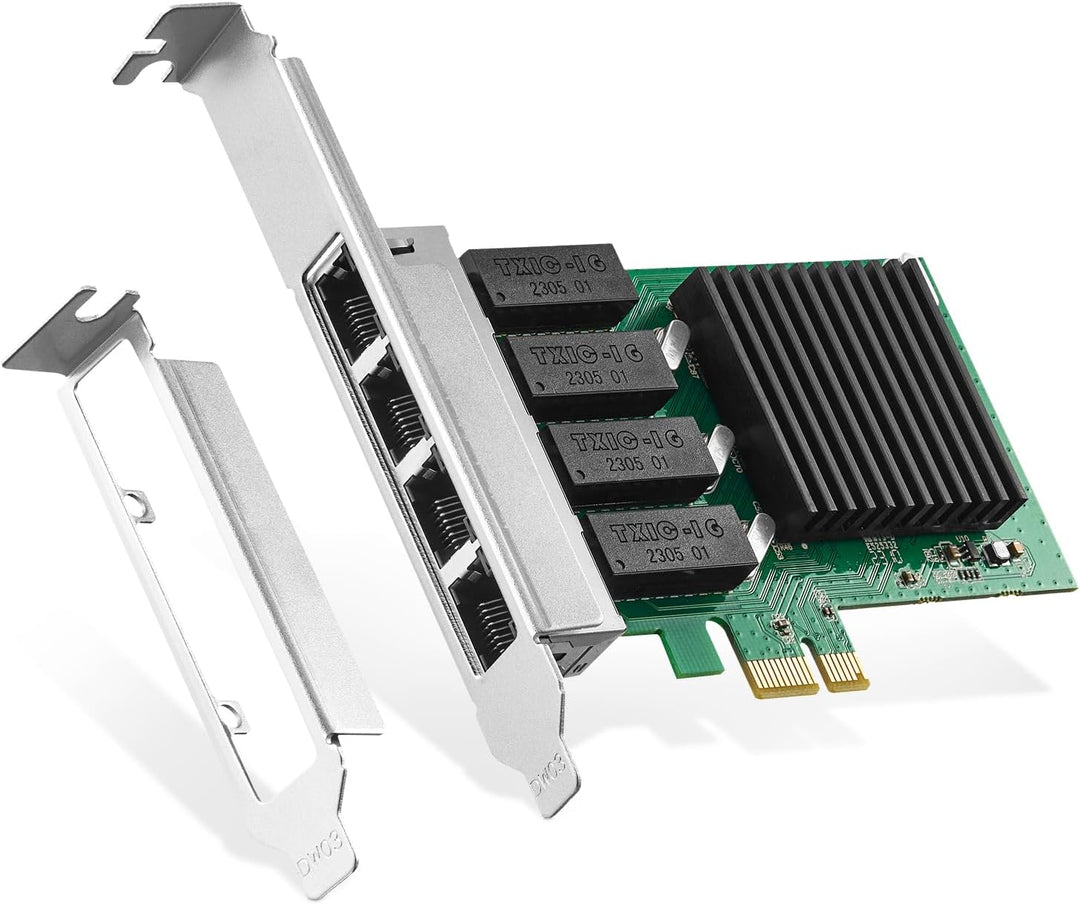 Binardat 4 Port Gigabit PCIe Netzwerk Adapter, Realtek RT8111H Controller 1000/100Mbps Ethernet LAN